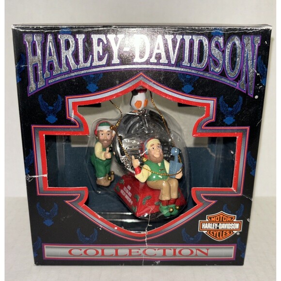 RARE HARLEY DAVIDSON CHRISTMAS ORNAMENT ELVES AND PENDGUIN HORN TEST AREA 1997 - Picture 12 of 16